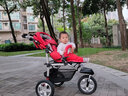 BabyBoom嬰兒推車輕便折疊可坐可躺嬰兒車寶寶車童車充氣輪避震嬰兒手推車 紅色配睡籃 曬單實(shí)拍圖