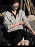 梓洛蘭ZiLuolan秋季穿搭女套裝2025新款時(shí)尚假兩件連帽衛衣顯瘦工裝全套 白色衛衣+灰色工裝褲 【兩件套】 XL 【建議120-140斤】 曬單實(shí)拍圖