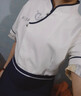 馨源衣佰中式復(fù)古風餐廳長袖服務(wù)員工作服夏季短袖餐飲飯店酒店前廳服務(wù)員工衣酒樓餐廳工作服定制 白色（女款） L 曬單實拍圖
