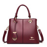 瑾安女包真皮中青年韓版潮包手拎包中年媽媽包包2020女士真皮大氣單肩包手提女包sm5835 酒紅色 曬單實(shí)拍圖