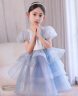 安妮優兒公主裙女童夏季蓬蓬裙2025新款小女孩禮服裙子兒童超仙洋氣連衣裙 藍色 140 曬單實拍圖