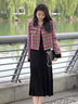 她芙（tafu）品牌女裝連衣裙兩件套2025春秋新款小香風(fēng)格子外套絲絨吊帶套裝裙 套裝 M 曬單實拍圖