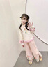 G.DUCKKIDS漢服女童秋裝套裝2025新款兒童唐裝公主旗袍中國風女寶寶春秋長袖 粉色 120 曬單實拍圖