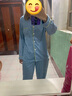 法英莎（FAYINGSHA）全棉睡衣女長(cháng)袖春秋款休閑全棉秋季家居服春夏女裝加大碼套裝 205水藍 M【建議80-100斤】 曬單實(shí)拍圖