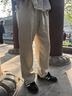 楠中國風(fēng)休閑款褲子男苧麻透氣直筒褲夏季簡約長褲寬松薄款松緊褲 36#亞麻原色 2XL 曬單實拍圖