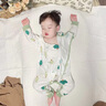 七樂豆嬰兒睡衣小月齡開襠連體衣服幼兒寶寶男寶夏季薄款雙層護(hù)肚空調(diào)服 白色 90cm 曬單實(shí)拍圖