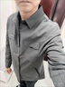 皮爾卡丹（pierre cardin）高端男裝夾克外套男士加棉春秋百塔新款中年常規款休閑上衣爸爸裝 灰綠色(春秋薄款) 175/L體重120-140斤 曬單實(shí)拍圖
