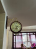 汉时（Hense）双面挂钟客厅挂墙时钟创意装饰挂表轻奢餐厅石英钟表HDS01木色 实拍图