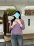 MsShe【16支亮絲西班牙紗】大碼女裝2025秋裝胖mm菱格V領(lǐng)針織毛衣 果醬紫色現(xiàn)貨 2XL 曬單實(shí)拍圖