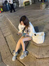 妍魚夏季馬丁靴女款2024新款透氣短靴夏天配裙子的靴子女西部牛仔靴 藍(lán)色 38碼 曬單實(shí)拍圖