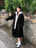 Shelley Jones假兩件中長(cháng)款毛呢子大衣冬季新款過(guò)膝可拆卸連帽夾棉痞帥風(fēng)衣外套 黑色 XL [建議140-165斤] 曬單實(shí)拍圖