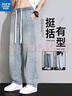 真維斯（JEANSWEST）牛仔褲男士2025春夏新款寬松闊腿直筒潮流松緊腰抽繩休閑褲男秋款 H36復(fù)古藍(lán)+運(yùn)費(fèi)險(xiǎn) L 【120-140斤】 曬單實(shí)拍圖