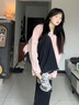 DXOT粉色翻領獨特超好看外套女裝2025新款春秋美式復古棒球服休閑夾克 【粉紅色】 M 45-55kg 曬單實拍圖