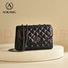 奧康（Aokang）包包女包新款牛皮菱格鏈條斜挎包潮流百搭單肩生日新年情人節禮物 經(jīng)典黑 曬單實(shí)拍圖