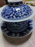 景德鎮(zhèn)（jdz）景德鎮(zhèn)陶瓷官方茶具手繪青花纏枝蓮三才蓋碗仿古家用喝茶泡茶碗 青花纏枝蓮點(diǎn)工蓋碗 曬單實(shí)拍圖