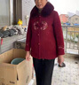 俞兆林奶奶裝秋冬新款中老年人毛呢外套加絨加厚保暖毛領(lǐng)大衣老人家衣服 01紅色【上衣+加絨褲】 2XL 建議105-120斤 曬單實(shí)拍圖