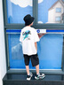 G.DUCKKIDS男童短袖套裝夏季2024新款薄款中大童童裝夏裝兒童帥氣休閑兩件套 【兩件套】-01白色 160 cm 曬單實(shí)拍圖