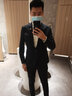 錦宮西裝男套裝結(jié)婚新郎禮服修身韓版英倫風(fēng)潮流帥氣條紋休閑男士西服 1819藏青色兩件套 L 曬單實(shí)拍圖