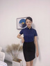 伊婭莎職業(yè)裝短袖襯衫女夏彈力襯衣氣質(zhì)面試工作服商務(wù)正裝銷售教師工裝 單件藏青色襯衫 L 建議100-110斤 曬單實(shí)拍圖