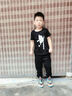 酷系（Cuulrite）兒童舞蹈服男童演出服專(zhuān)業(yè)T恤套裝現代舞服練功服男生拉丁舞服裝 黑色圓領(lǐng)短袖+蘿卜褲 120 身高115-125cm 曬單實(shí)拍圖