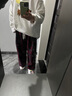 BASIC HOUSE/百家好復古慵懶風(fēng)格子休閑褲女2024冬季高腰闊腿褲 紅色格紋 S 曬單實(shí)拍圖