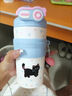 斌諾保溫杯女生2025新款316不銹鋼水杯高顏值吸管杯茶水分離大容量 藍色CAT+皮套+蘑菇玩偶 500ML錐體高顏值雙飲保溫杯 曬單實(shí)拍圖