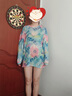 浪莎長(zhǎng)袖t恤女夏季韓版寬松中長(zhǎng)款薄款網(wǎng)紗扎染防曬衣空調(diào)衫罩衫上衣 藍(lán)色 2XL 曬單實(shí)拍圖