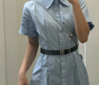 UR2024夏季新款女裝通勤風(fēng)壓褶修身短袖棉質(zhì)連衣裙UWU740075 曬單實(shí)拍圖