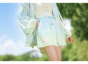 森女部落原創(chuàng)時(shí)尚外套短褲套裝兩件套度假風(fēng)休閑外套夏季新款 綠色短褲（單件） S 曬單實(shí)拍圖