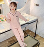 迪士尼兒童睡衣套裝春秋季小女孩長(cháng)袖純棉中大童洋氣套頭款家居服兩件套 V領(lǐng)拼接刺繡粉色 140 曬單實(shí)拍圖
