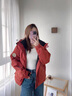 鴨鴨品牌正品派克羽絨服女士2025冬季新款戶(hù)外工裝連帽加厚保暖外套男 砂巖紅色 XL (180) 曬單實(shí)拍圖