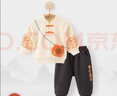 木生棉國風(fēng)嬰兒衛(wèi)衣套裝秋冬男女寶寶純棉抓絨衣服褲子兒童兩件套 米黃/斜挎包 90cm 曬單實拍圖