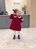 迪士尼寶寶女童加絨連衣裙兒童2024新款洋氣冬季公主裙子寶寶韓版紅色禮服裙 紅色加絨 無(wú)包包 80 曬單實(shí)拍圖