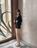 真維斯（Jeanswest）紫色休閑短外套2025春季新款空氣層立領(lǐng)開(kāi)衫溫柔上衣女JR 黑8010 165/88A/M 曬單實(shí)拍圖