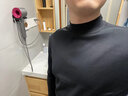 拇指白小T 長(cháng)袖春秋三代T恤純棉保暖水云棉高領(lǐng)男打底衫女 小高領(lǐng)黑色 L  曬單實(shí)拍圖