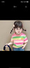 金布?。↗INBUDING）夏季女童T恤上衣適合2-8歲女寶寶穿的夏裝新款短袖上衣中小童兒童 花朵粉綠條  短袖款 100 建議身高90-100cm 曬單實(shí)拍圖