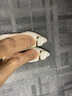 COMELY康莉尖頭單鞋女春季新款淺口軟底平底舒適牛皮媽媽鞋 米白色 40 曬單實拍圖