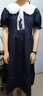 方糖姑娘少女連衣裙娃娃領(lǐng)夏季初中學(xué)生高中女生夏裝長款過膝長裙子學(xué)院風(fēng) 22282LX藏青色 XL 曬單實拍圖
