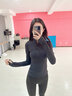 佑游瑜伽服女健身跑步運動(dòng)上衣顯瘦彈力修身T恤速干瑜伽服上衣 黑色 S 曬單實(shí)拍圖