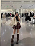 百麗弋沅增高厚底棕色靴子女2024秋冬新款粗腿美拉德長筒靴西部牛仔褲管靴 深棕色   36 (230mm) 曬單實拍圖