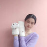 笙格兒 手套女冬季可愛毛絨絨小熊少女風(fēng)韓版百搭學(xué)生露指兒童毛線手套兩用秋冬天加厚保暖卡通翻蓋半指 米色 均碼 曬單實拍圖