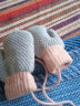 迪尼贝儿（DNBR）1-3岁儿童手套冬季加厚保暖婴儿针织加绒男女童宝宝毛线挂脖手套 灰兔 实拍图