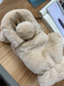 奇沛兒（QIPEIER） 手套女冬天可愛(ài)學(xué)生兔子翻蓋露指寫(xiě)字毛絨加絨防寒防凍保暖手套 翻蓋兔耳-卡其-均碼 曬單實(shí)拍圖