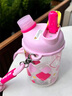 大嘴猴吸管水杯雙飲口女夏天高顏值小巧新款耐熱學(xué)生塑料便攜兒童隨行杯 【雙飲口-帶提繩】 夭夭粉 590ml 曬單實(shí)拍圖