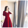 塞德勒（SAIDELE）敬酒服2025新款新娘酒紅色平時(shí)可穿夏季小個(gè)子訂婚禮服甜美連衣裙 酒紅色 L (建議106-115斤) 曬單實(shí)拍圖