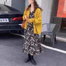 鳳蝶兒針織新款連衣裙女裝春秋韓版氣質(zhì)秋季套裝女兩件套套裝裙子女秋冬 黃色針織開衫+連衣裙 M(105-115) 曬單實拍圖