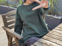 棉的美學(xué)300G重磅純棉長(cháng)袖t恤定織高質(zhì)感基礎款秋冬寬松內搭純色打底衫 「竹節棉更透氣」森林綠 M -寬松款【推薦120-140斤】 曬單實(shí)拍圖