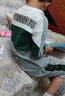 AN童裝男童運動(dòng)服套裝夏季薄款2025新款兒童短袖長(cháng)褲兩件套中大童 墨綠色 120 建議身高110-120cm體重30-40 曬單實(shí)拍圖