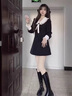 她芙（tafu）品牌女裝小香風(fēng)連衣裙女2026春秋新款法式小個(gè)子氣質(zhì)收腰顯瘦裙子 黑色 M 曬單實(shí)拍圖