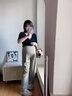 米度麗孕婦褲子夏季薄款外穿闊腿褲休閑山本長(zhǎng)褲春秋孕婦裝夏裝 淺卡其色 L碼（建議100-130斤左右） 曬單實(shí)拍圖
